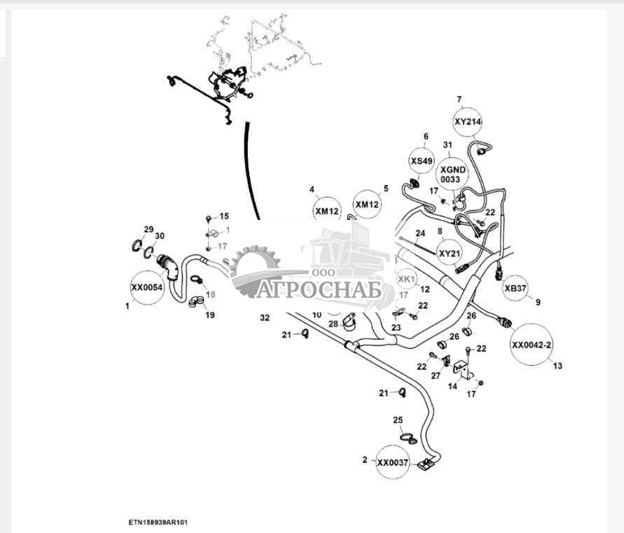 Жгут проводов двигателя, 6,8 L, Final Tier 4 (1 из 3) 